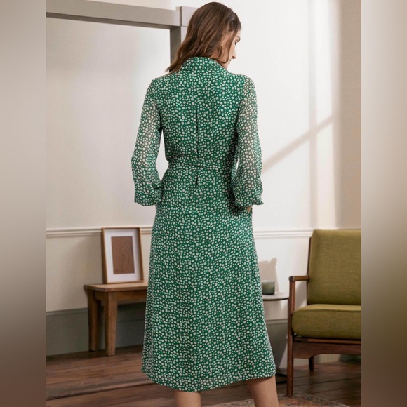 Boden Abigail Palm Leaf Floral Print Shirt Dress, Green - Picture 3 of 11